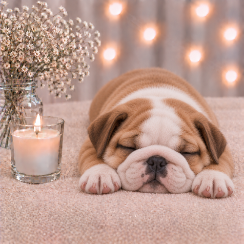 Fawn & White English Bulldog