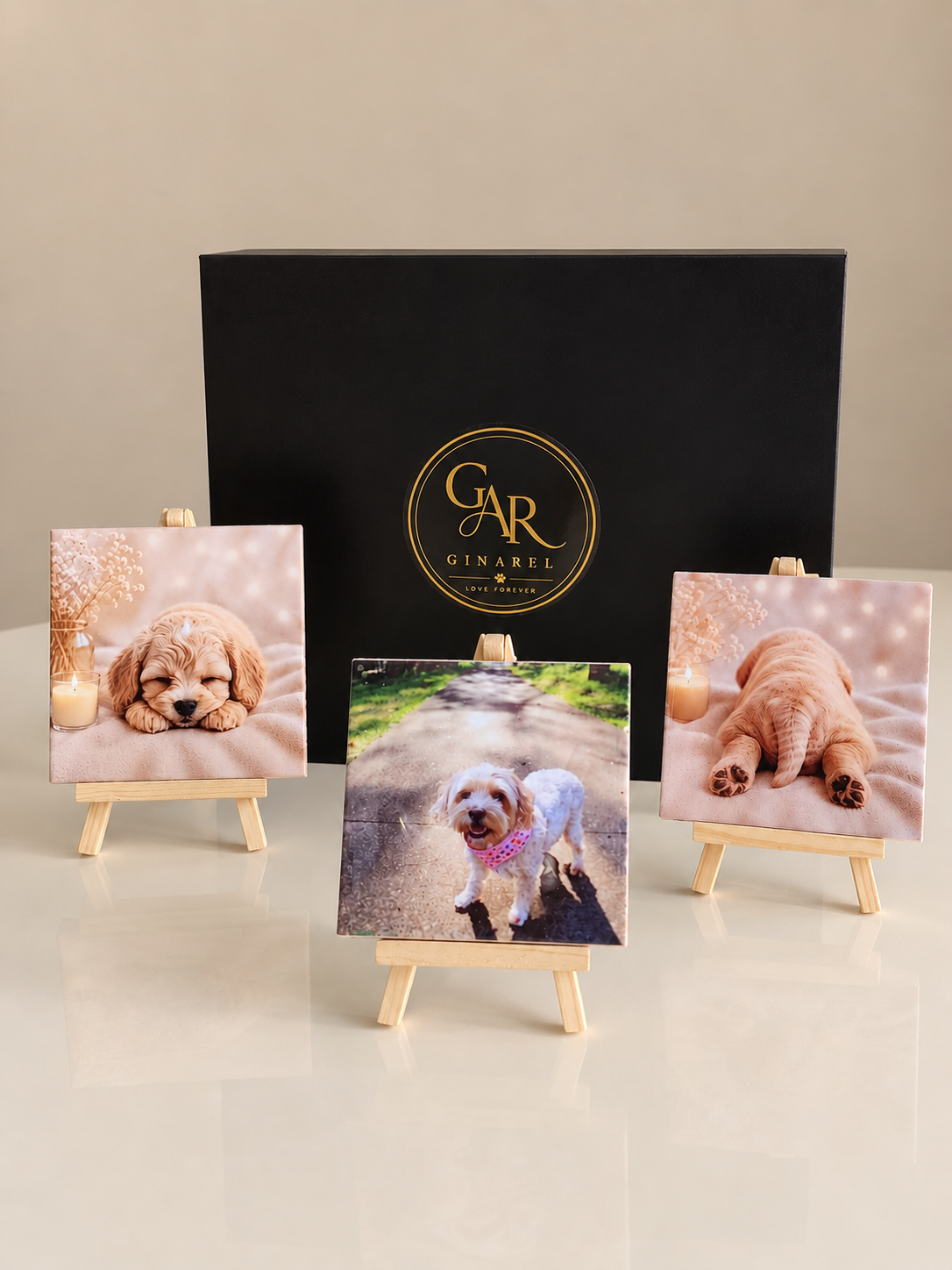 GINAREL Personalised Photo Tile & Easel
